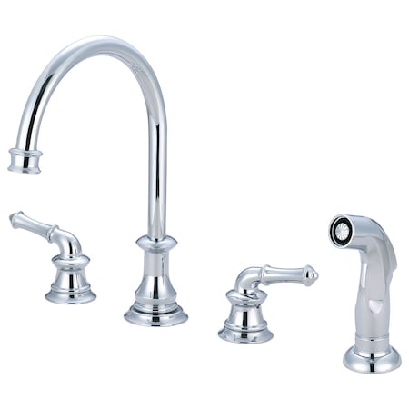Pioneer Industries Two Handle Kitchen Widespread Faucet, Compression Hose, Chrome 2DM201